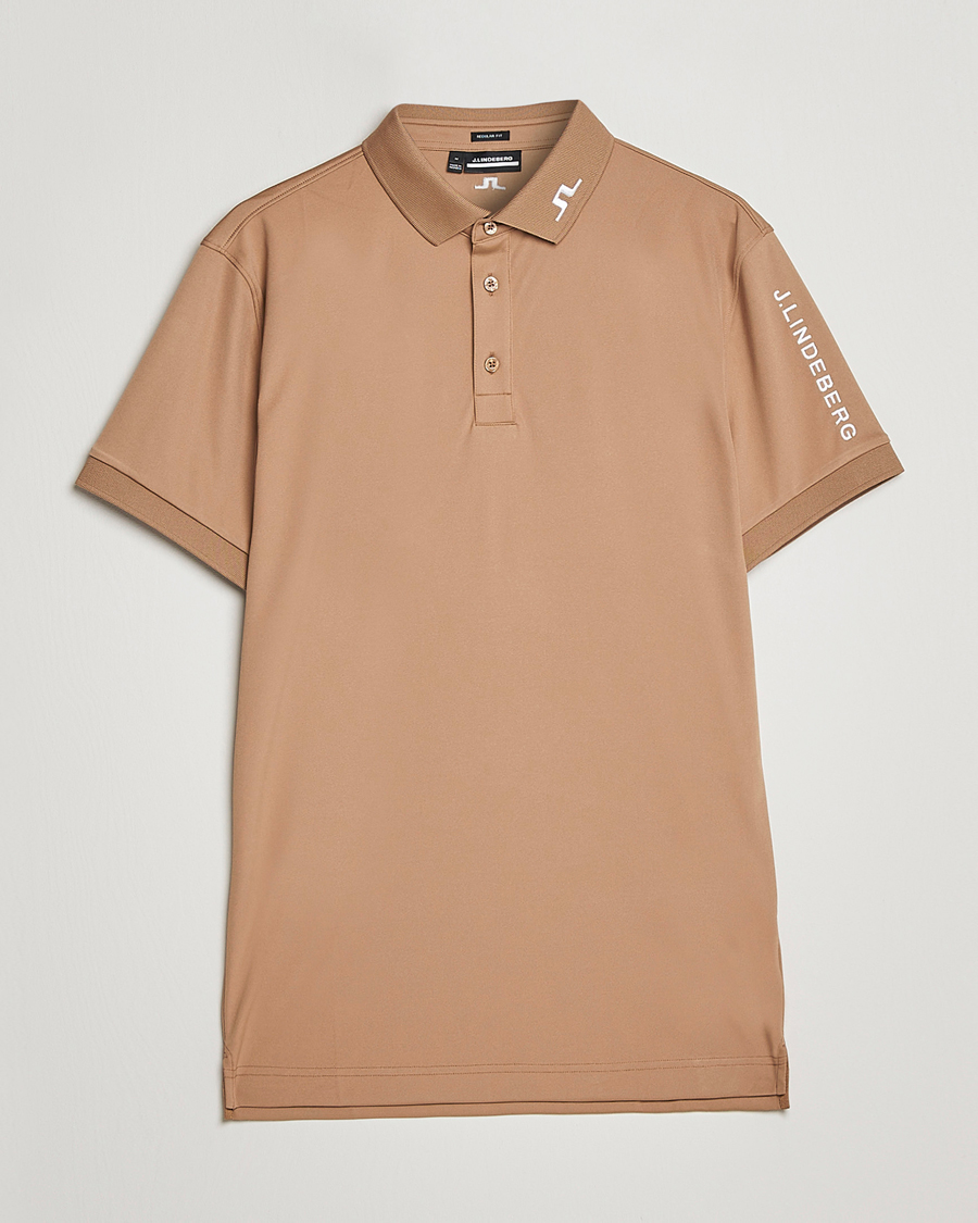 Homme | Polos | J.Lindeberg | Tour Tech Regular Fit Polo Tiger Brown