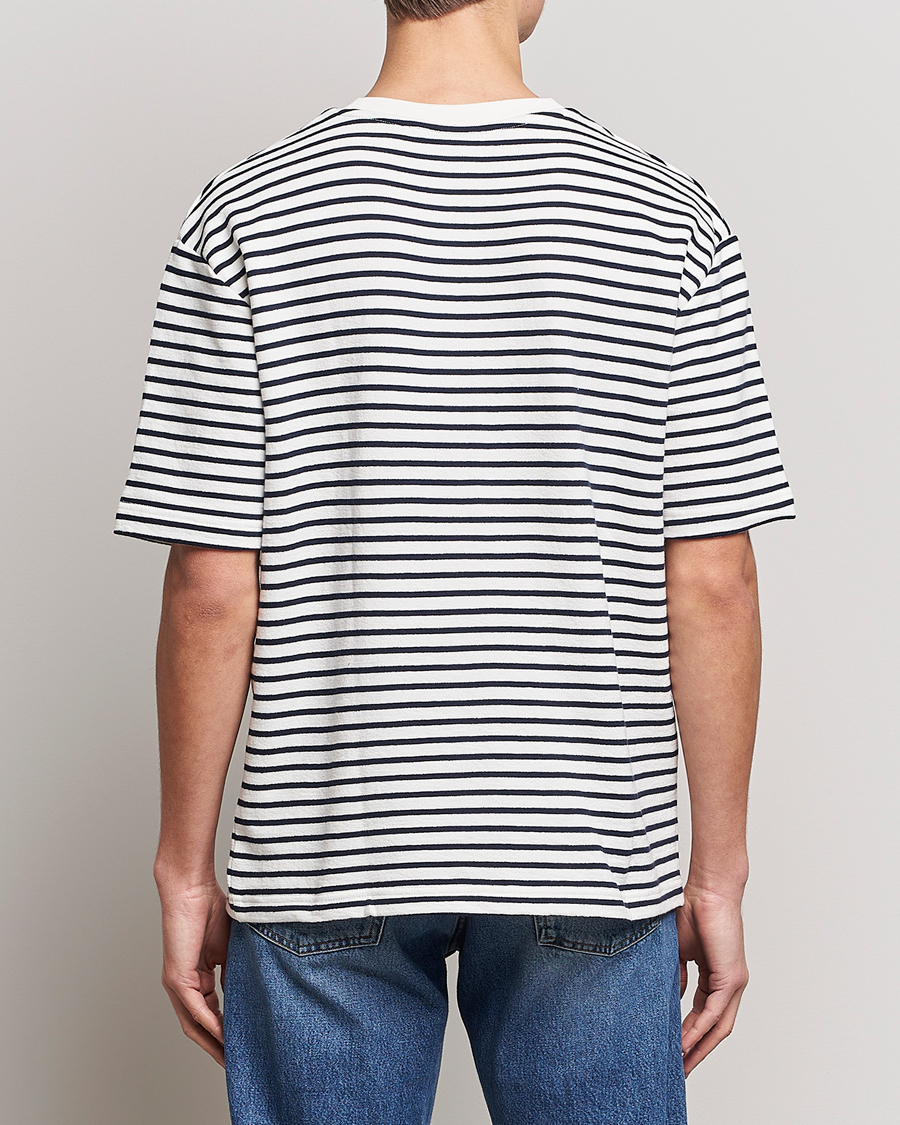 Heren | T-shirts | GANT | Stripe Heavy Tee Eavning Blue