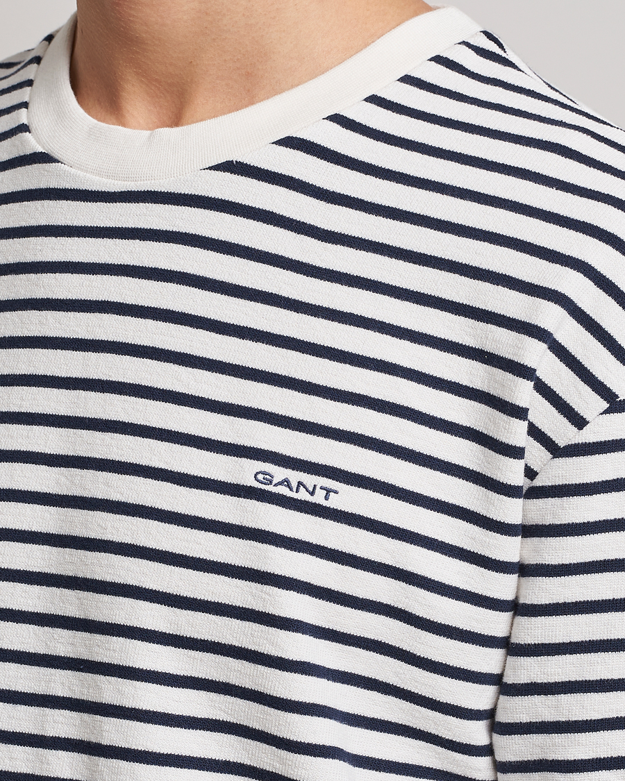 Heren | T-shirts | GANT | Stripe Heavy Tee Eavning Blue