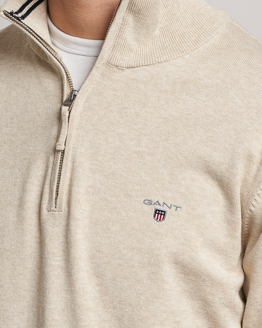Heren | Truien | GANT | Classic Cotton Half Zip Ocra Melange