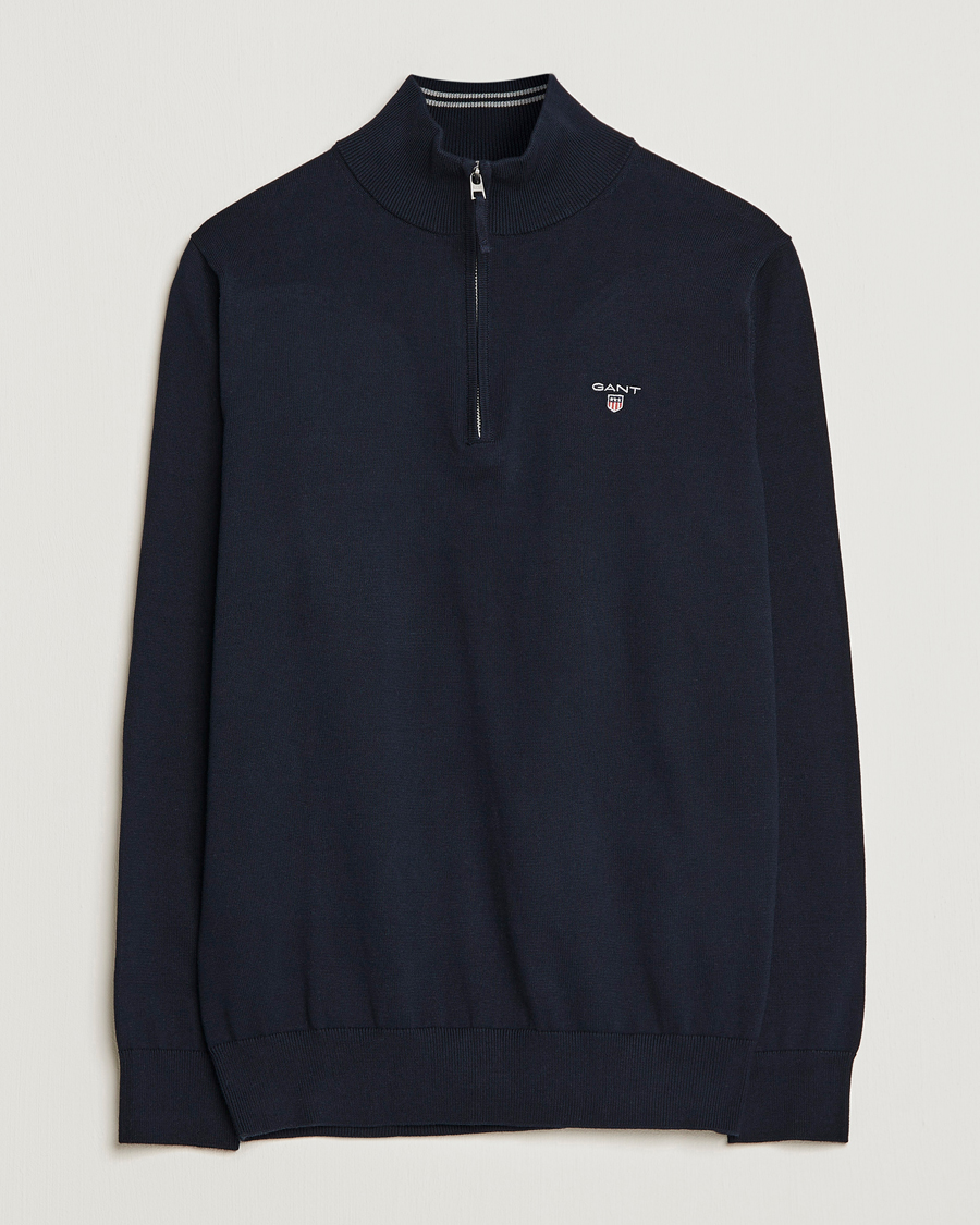 Homme | Pulls Et Tricots | GANT | Classic Cotton Half-Zip Sweater Evening Blue