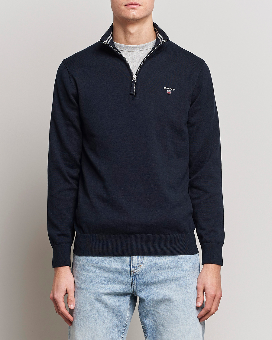 Homme | Pulls Et Tricots | GANT | Classic Cotton Half-Zip Sweater Evening Blue