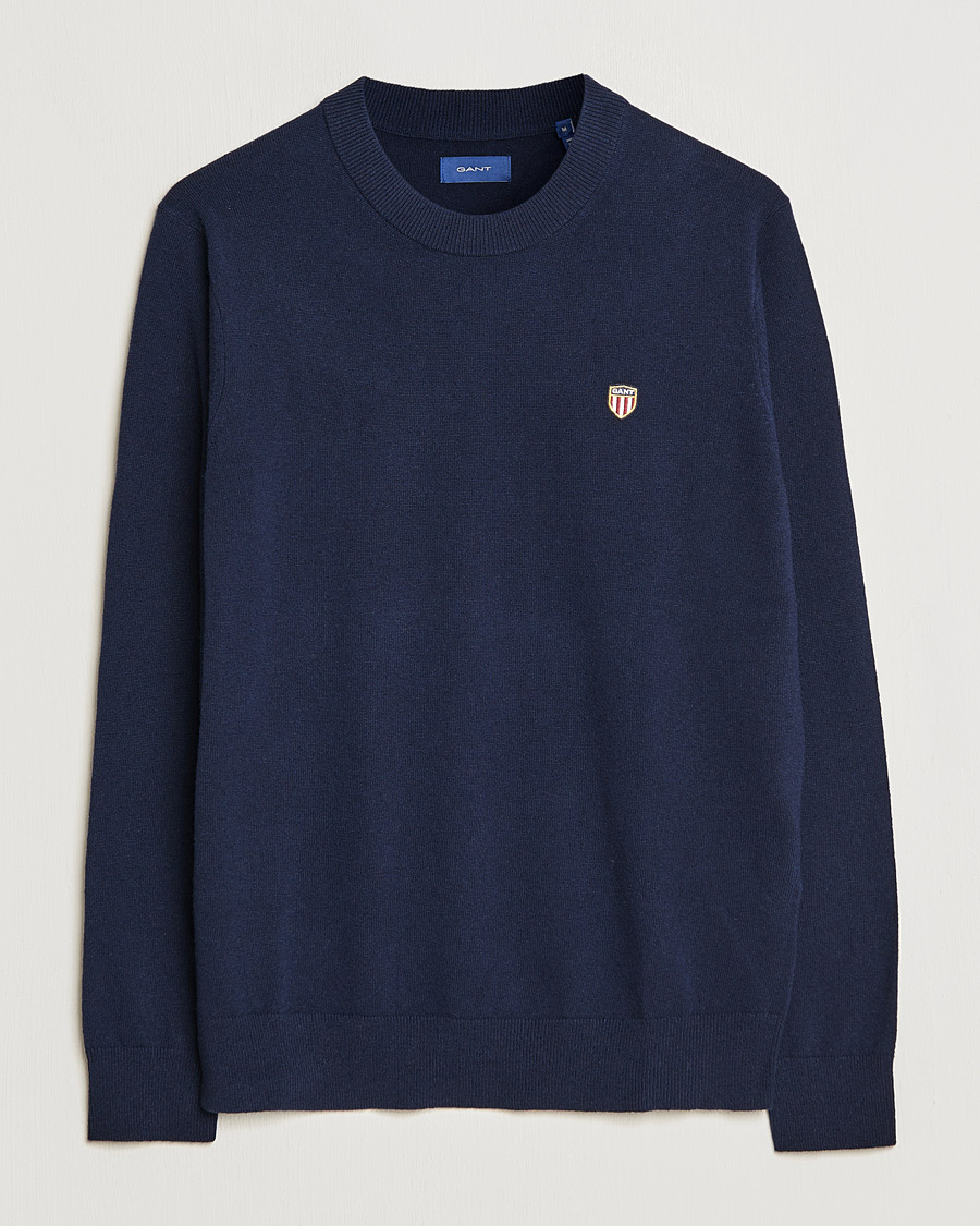 Homme | Pulls Et Tricots | GANT | Banner Shield Lambswool Crew Neck Eavning Blue