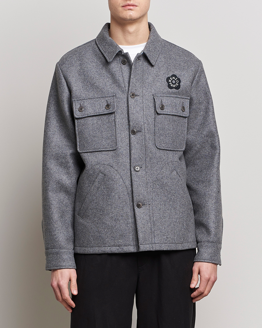 Heren | Overhemden | KENZO | Wool Overshirt Antracite