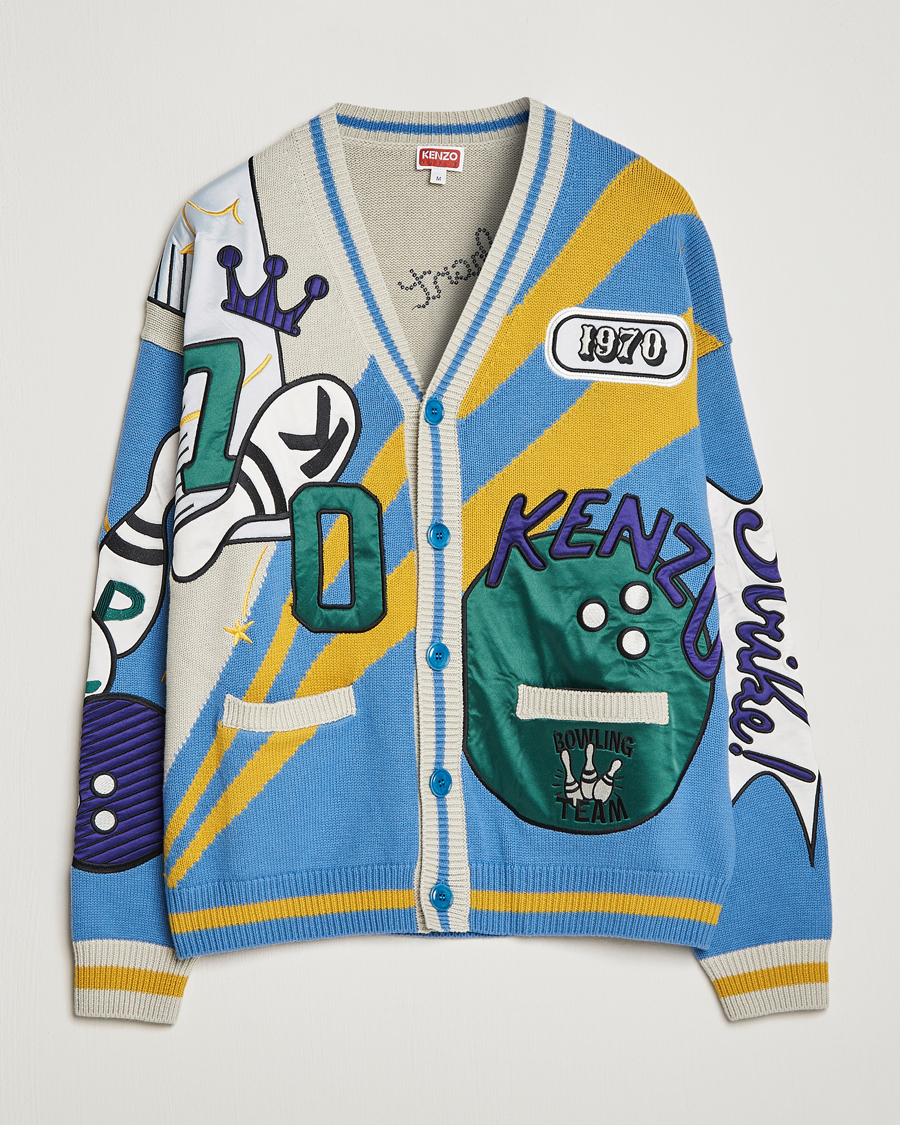 Homme | Pulls Et Tricots | KENZO | Bowling Elefant Cardigan Cyan