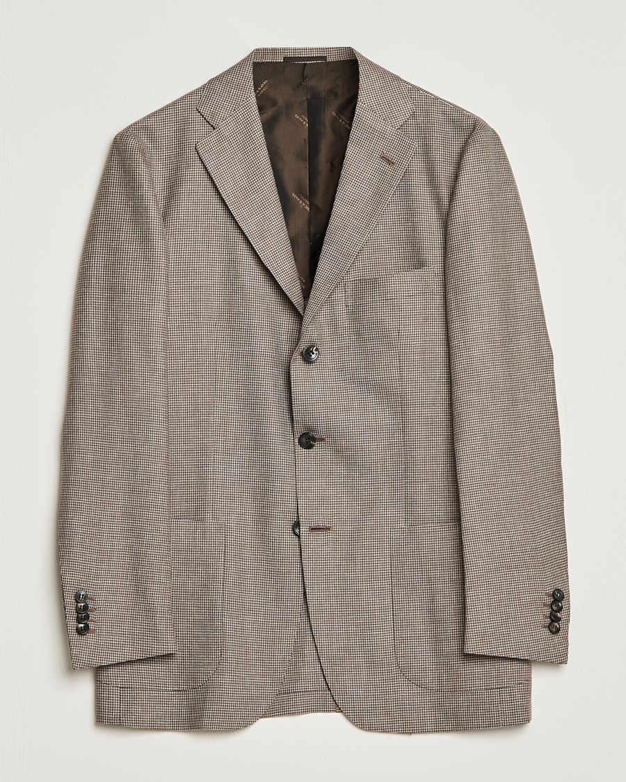Homme | Blazers | Kiton | Wool Houndstooth Blazer Beige