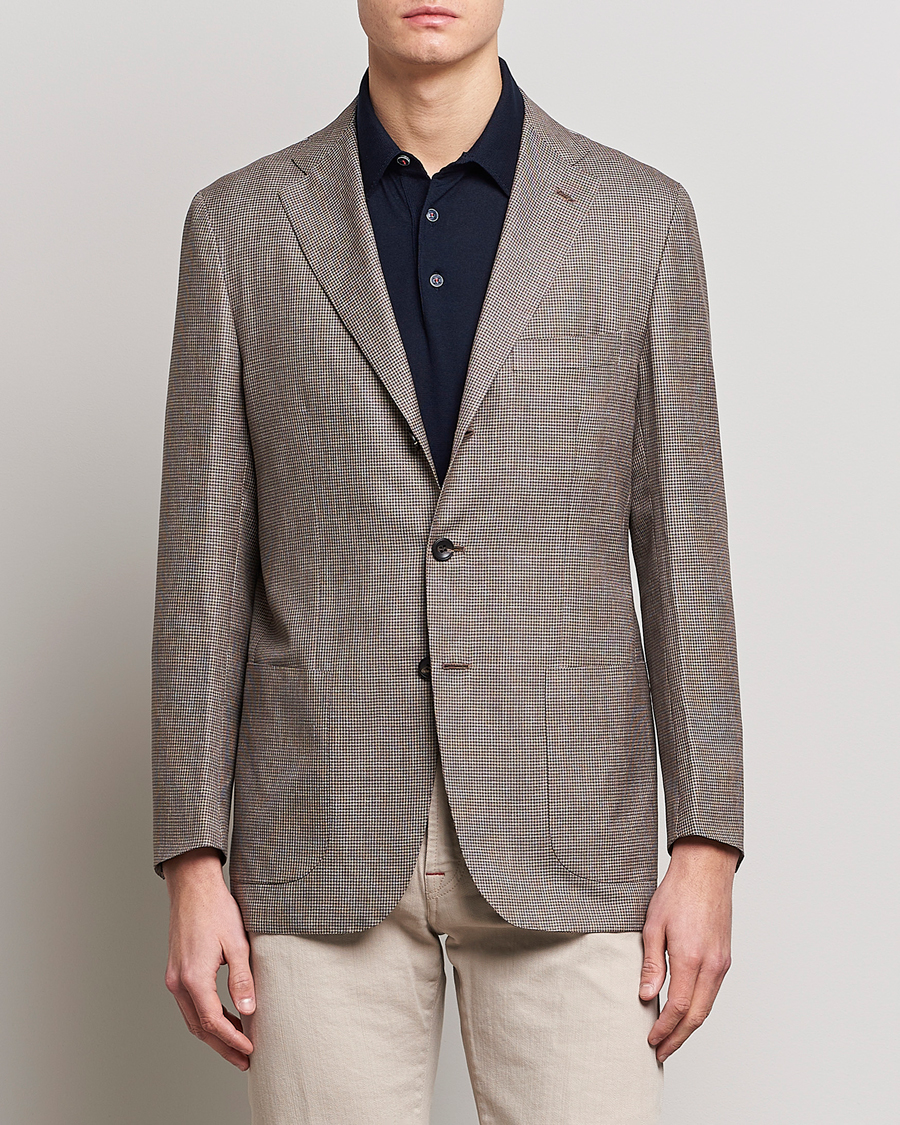 Homme | Blazers | Kiton | Wool Houndstooth Blazer Beige