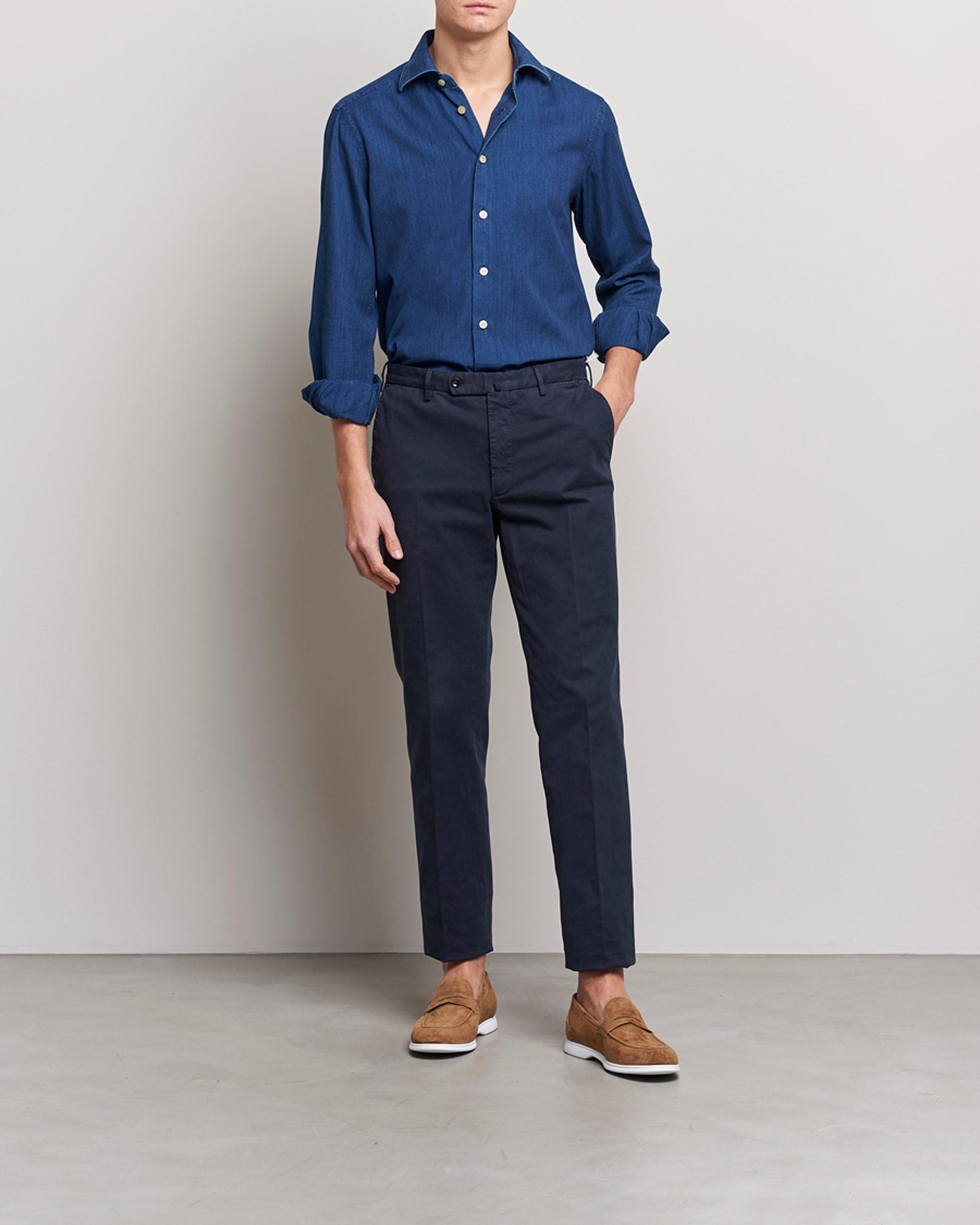 Homme | Chemises | Kiton | Denim Sport Shirt Indigo Blue