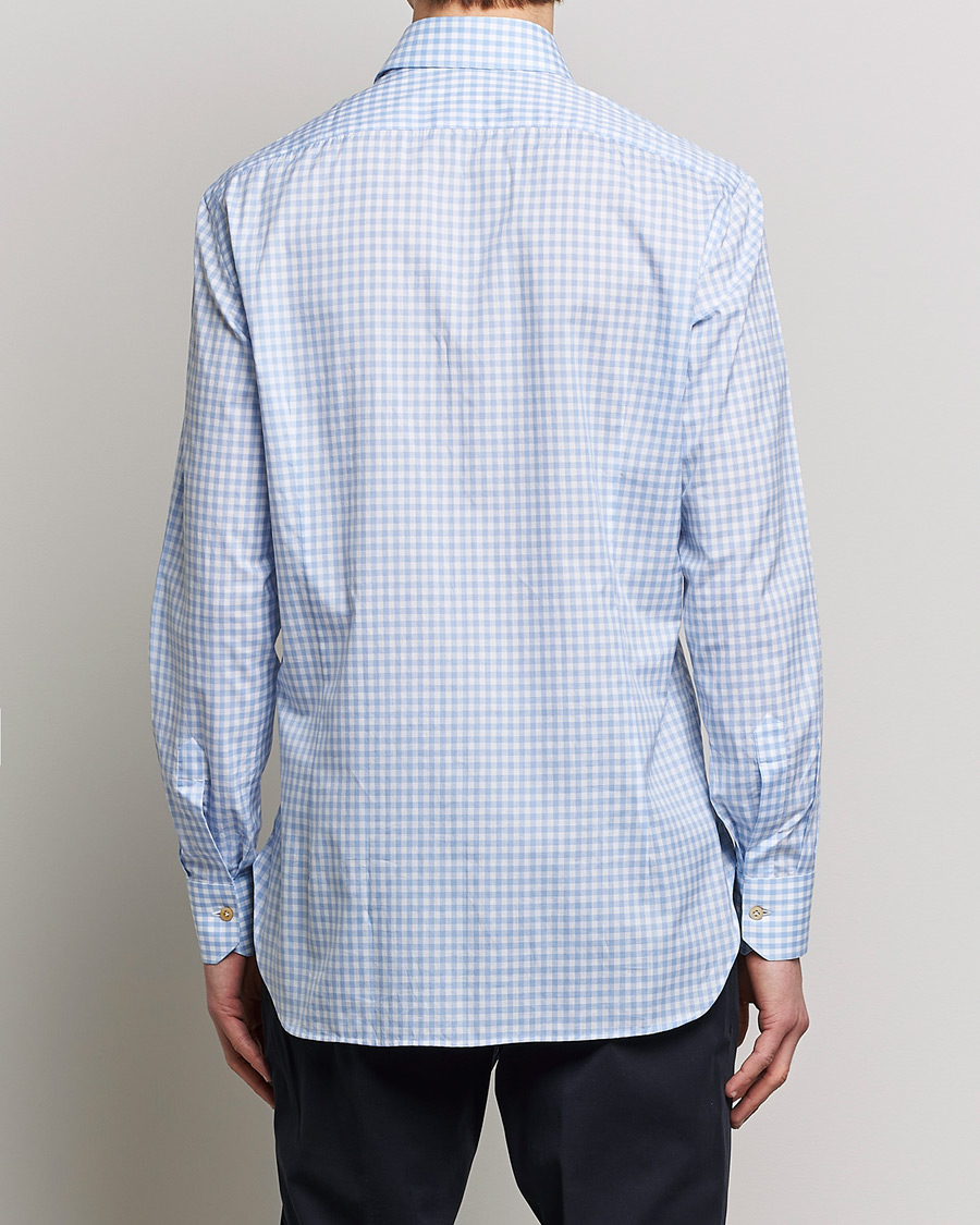 Homme | Chemises | Kiton | Slim Fit Checked Dress Shirt Light Blue