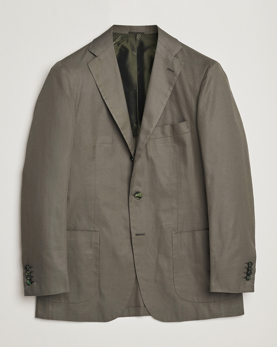Homme | Blazers | Kiton | Sea Island Cotton Blazer Olive Green