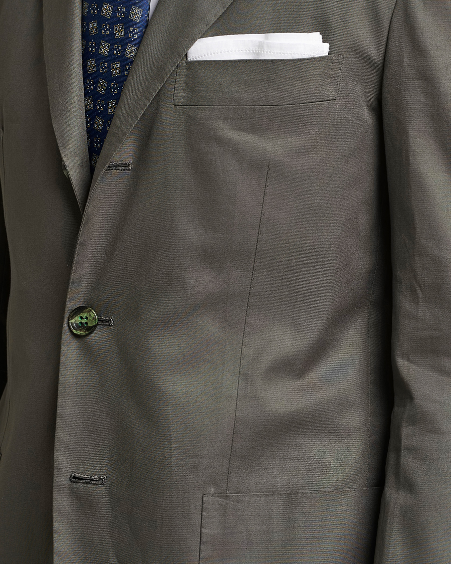 Homme | Blazers | Kiton | Sea Island Cotton Blazer Olive Green