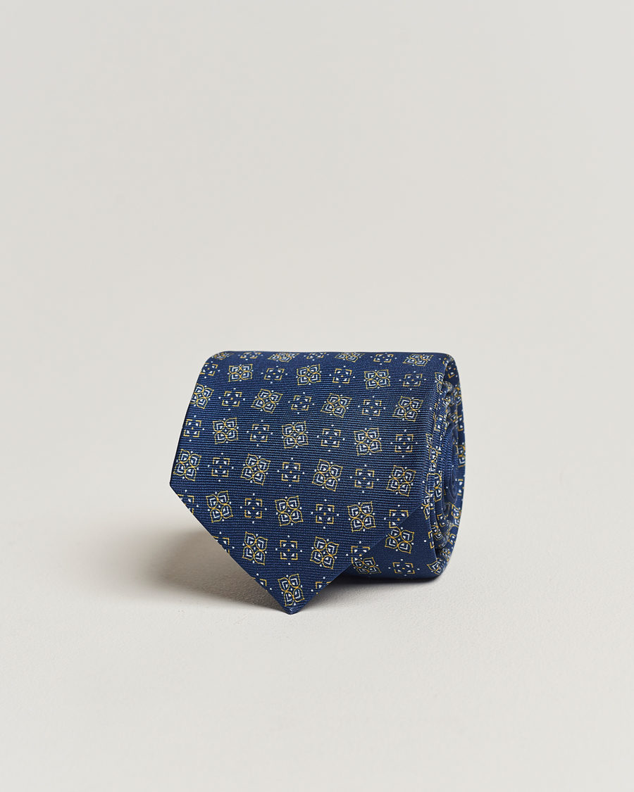 Homme | Kiton Printed Silk Tie Navy | Kiton | Printed Silk Tie Navy