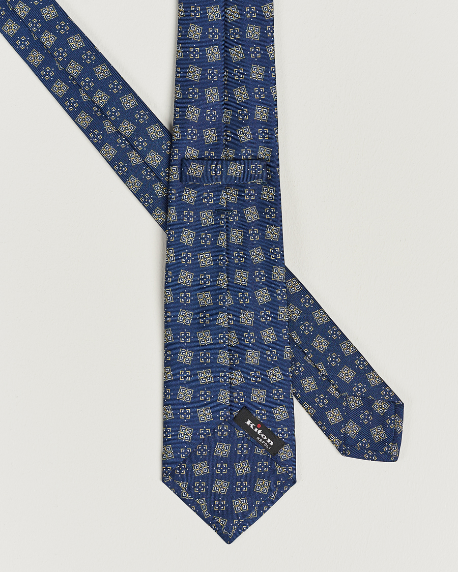 Homme | Kiton Printed Silk Tie Navy | Kiton | Printed Silk Tie Navy