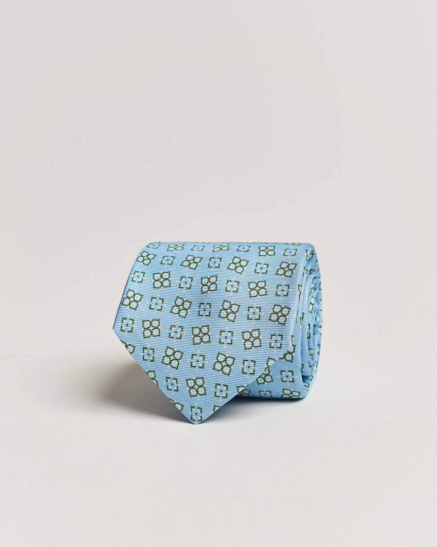 Homme | Kiton Printed Silk Tie Light Blue | Kiton | Printed Silk Tie Light Blue