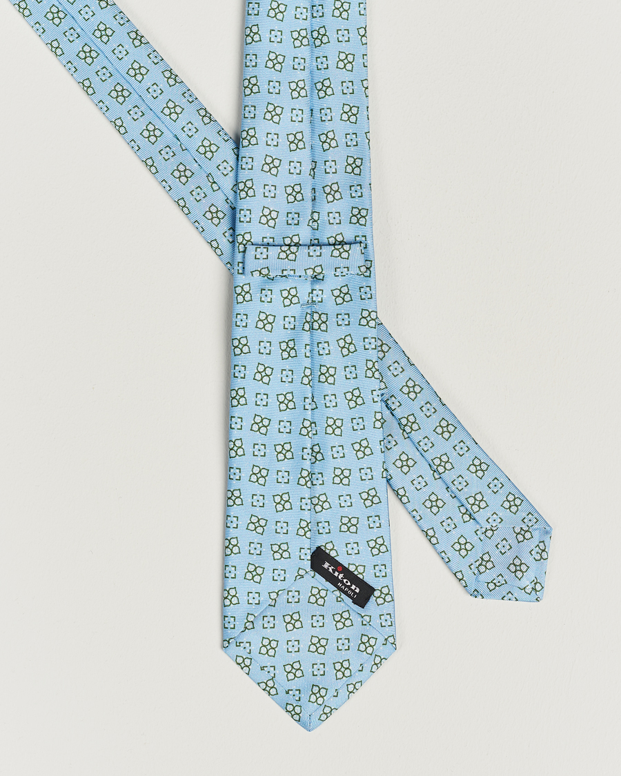 Homme | Kiton Printed Silk Tie Light Blue | Kiton | Printed Silk Tie Light Blue