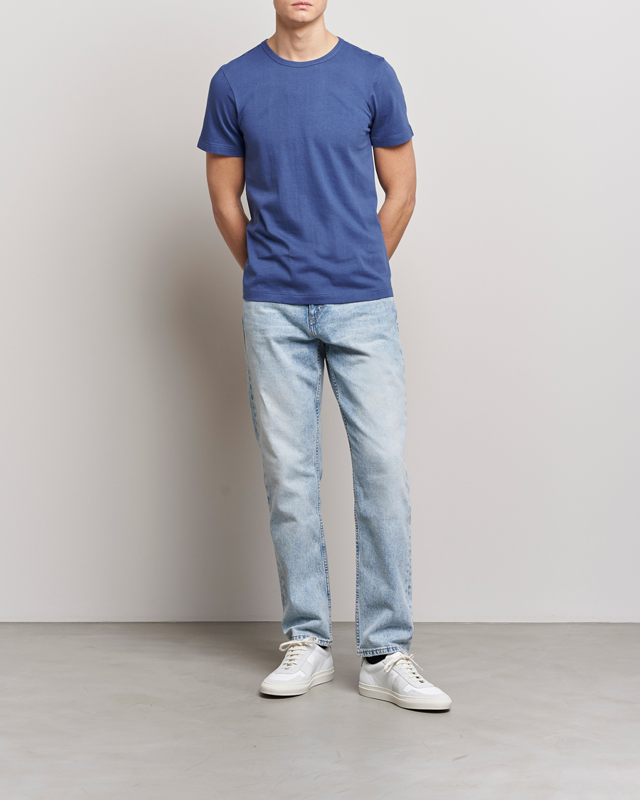 Homme | T-shirts | Merz b. Schwanen | 1950s Classic Loopwheeled T-Shirt Pacific Blue