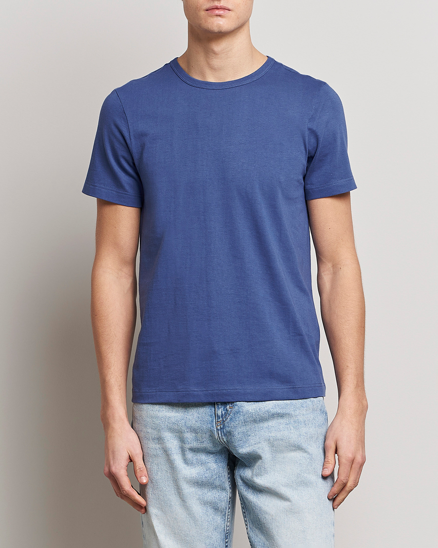 Homme | T-shirts | Merz b. Schwanen | 1950s Classic Loopwheeled T-Shirt Pacific Blue