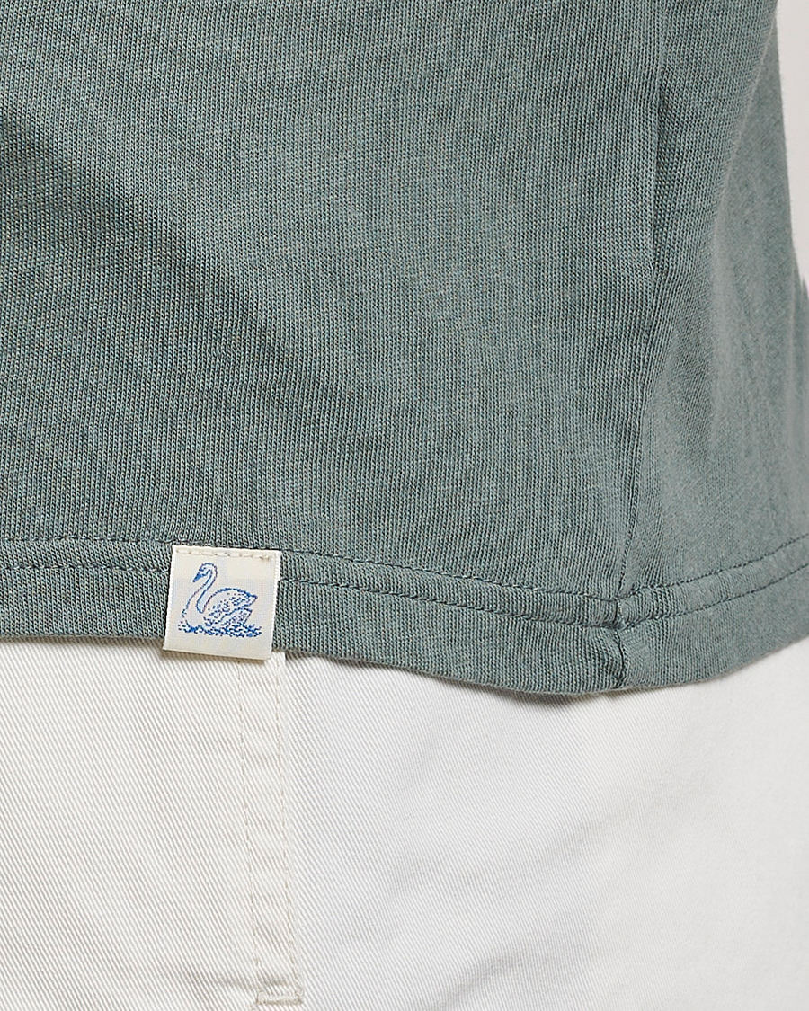Homme | T-shirts | Merz b. Schwanen | Organic Cotton Washed Crew Neck T-Shirt Green Stone