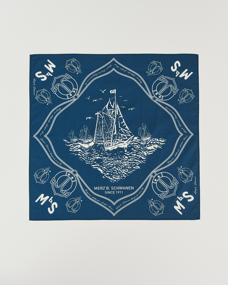 Homme | Écharpes | Merz b. Schwanen | Cotton Bandana Ink Blue