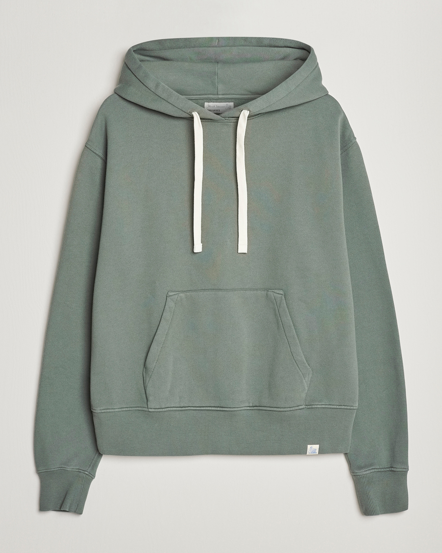 Homme | Pulls Et Tricots | Merz b. Schwanen | Organic Cotton Washed Hoodie Green Stone