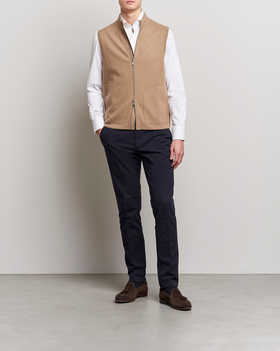 Homme | Gilets | Morris Heritage | Pierre Boiled Wool Vest Camel