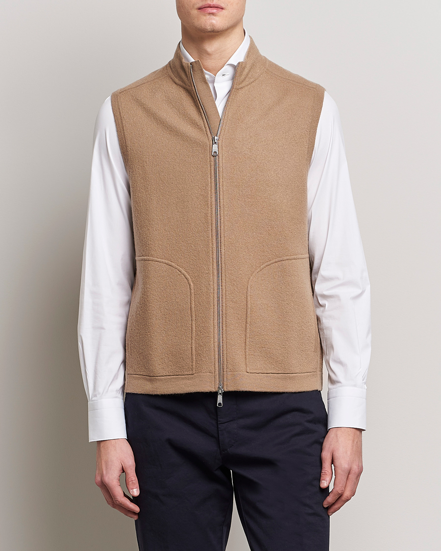 Homme | Gilets | Morris Heritage | Pierre Boiled Wool Vest Camel