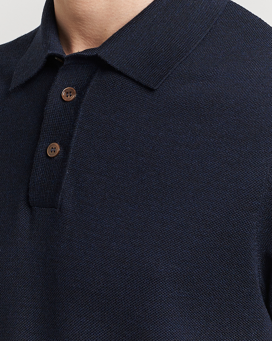 Heren | Polo's | Morris Heritage | Alberto Knitted Short Sleeve Polo Shirt Navy