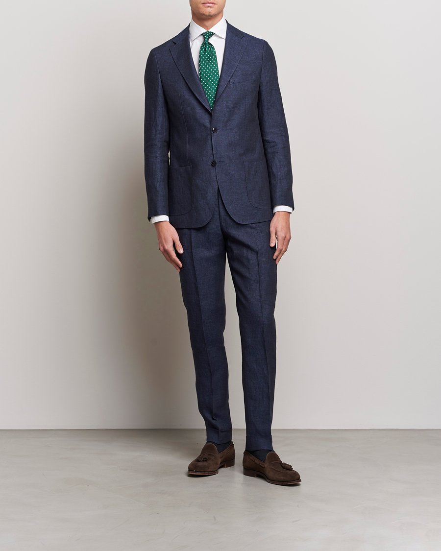 Homme | Blazers | Morris Heritage | Mike Patch Pocket Linen Suit Blazer Navy