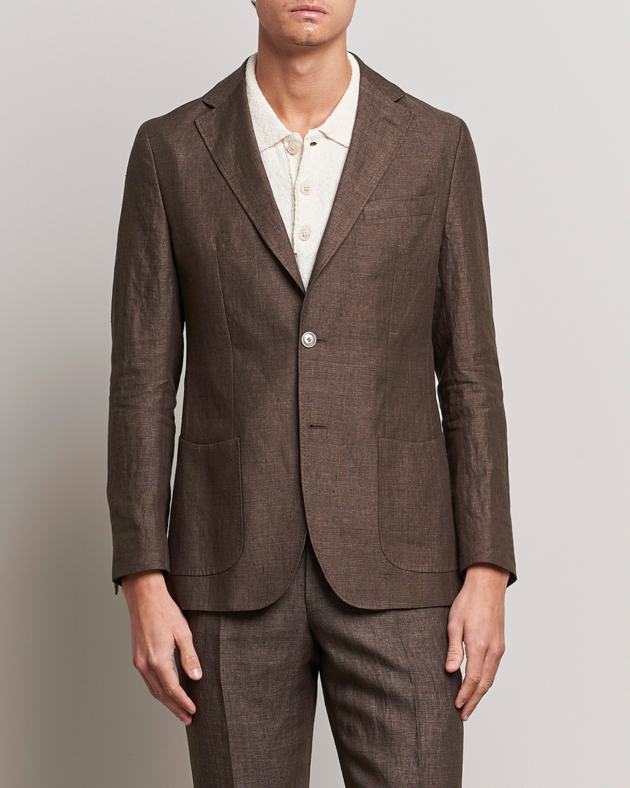 Homme | Blazers | Morris Heritage | Mike Patch Pocket Linen Suit Blazer Brown
