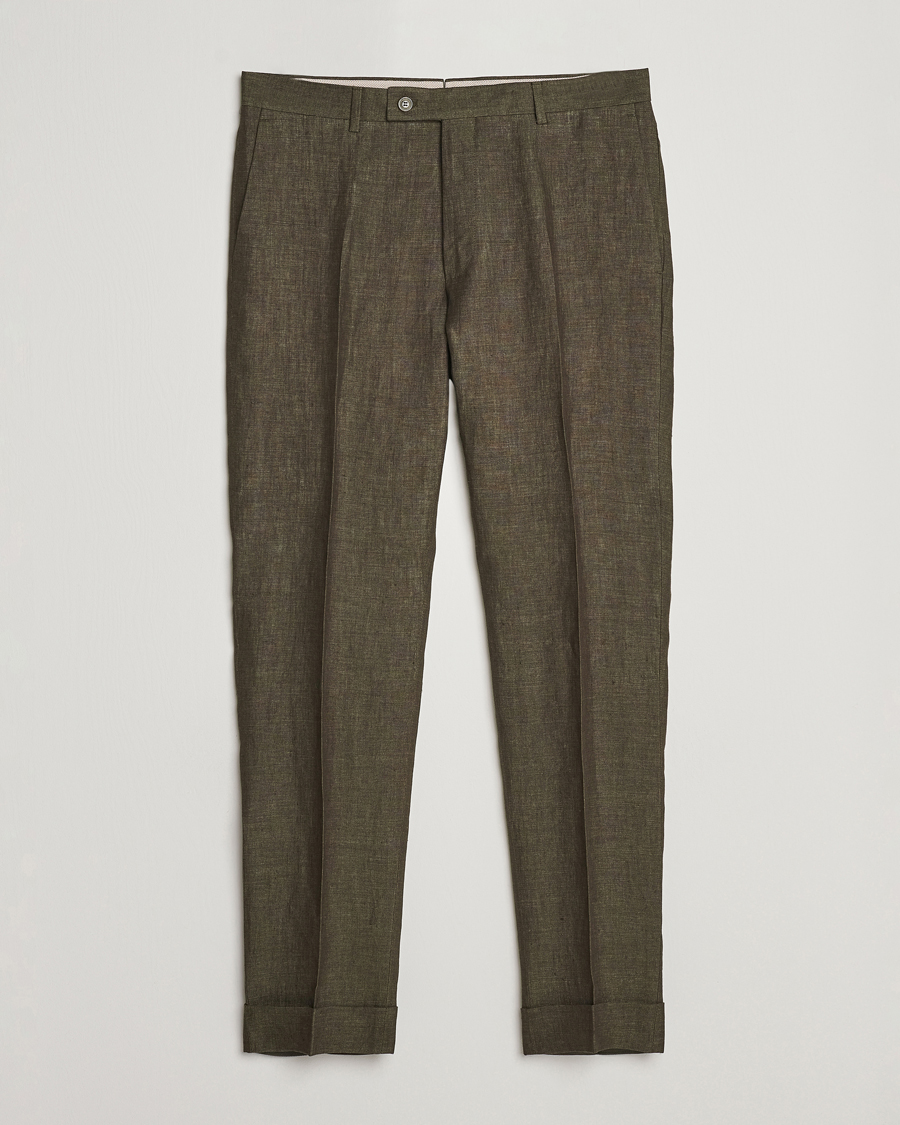 Heren | Broeken | Morris Heritage | Jack Linen Suit Trousers Olive