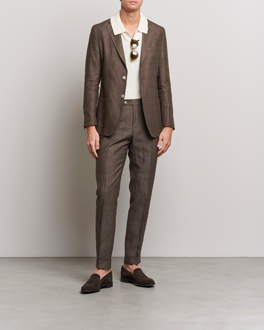 Heren | Broeken | Morris Heritage | Jack Linen Suit Trousers Brown