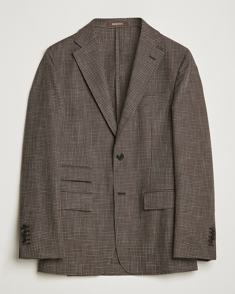 Homme | Blazers | Morris Heritage | Keith Cotton/Wool Dogtooth Blazer Brown