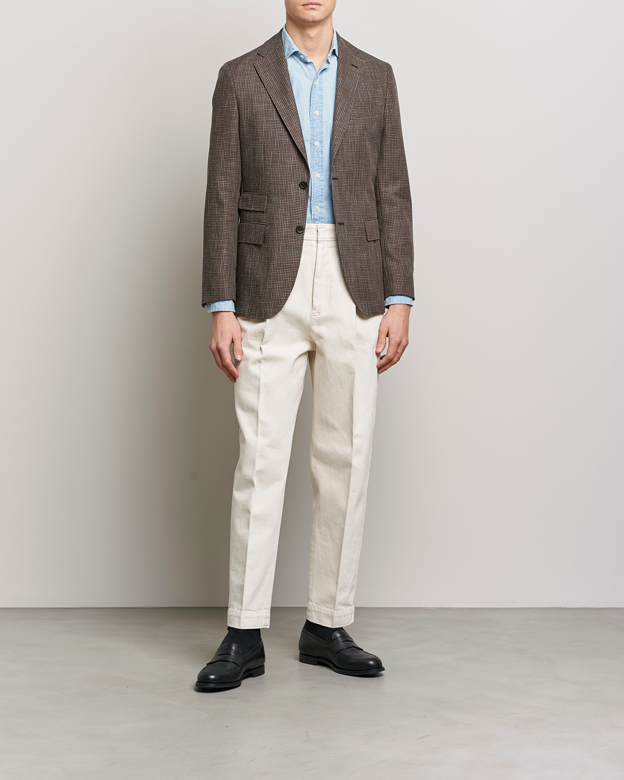 Homme | Blazers | Morris Heritage | Keith Cotton/Wool Dogtooth Blazer Brown