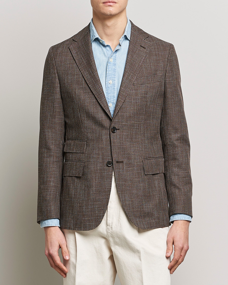 Homme | Blazers | Morris Heritage | Keith Cotton/Wool Dogtooth Blazer Brown