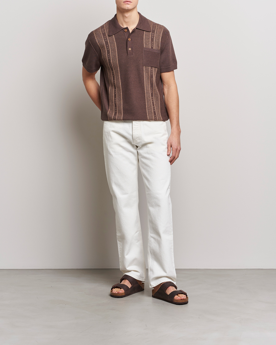 Homme | Polos | Nudie Jeans | Frippe Knitted Polo Brown