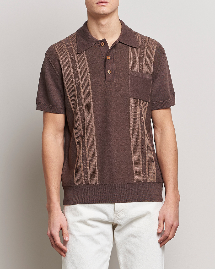 Homme | Polos | Nudie Jeans | Frippe Knitted Polo Brown
