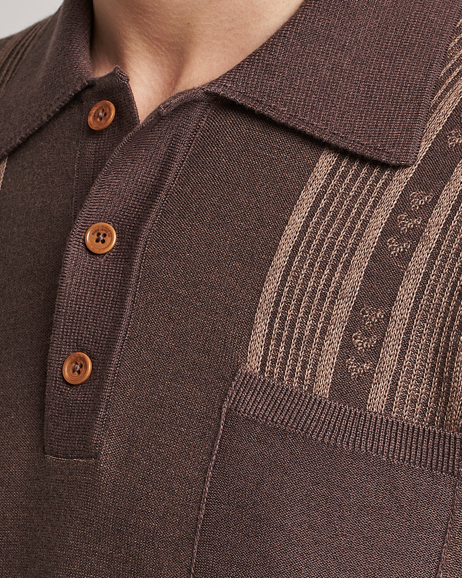 Homme | Polos | Nudie Jeans | Frippe Knitted Polo Brown