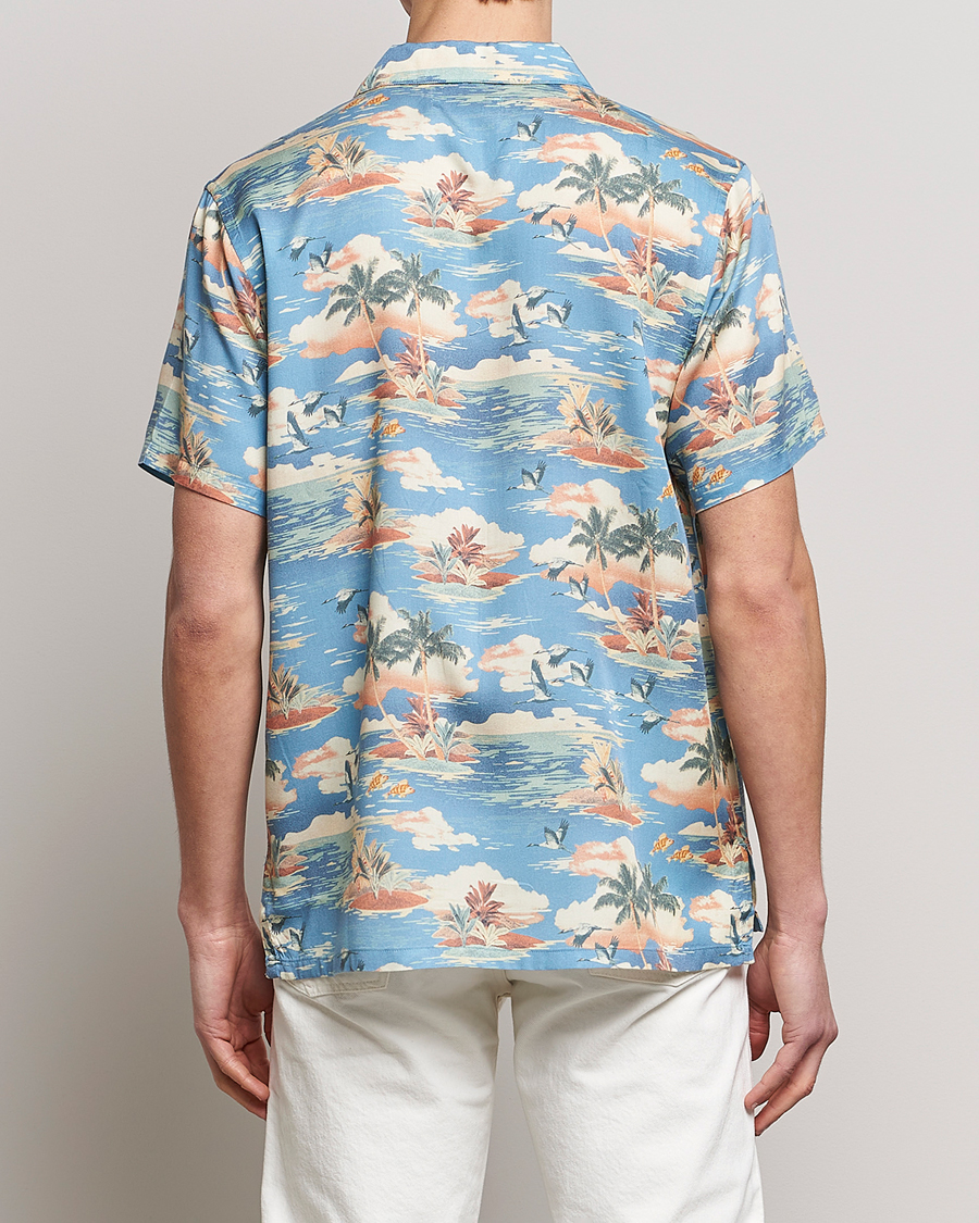 Homme | Chemises | Nudie Jeans | Arvid Printed Short Sleeve Shirt Hawaii Azure