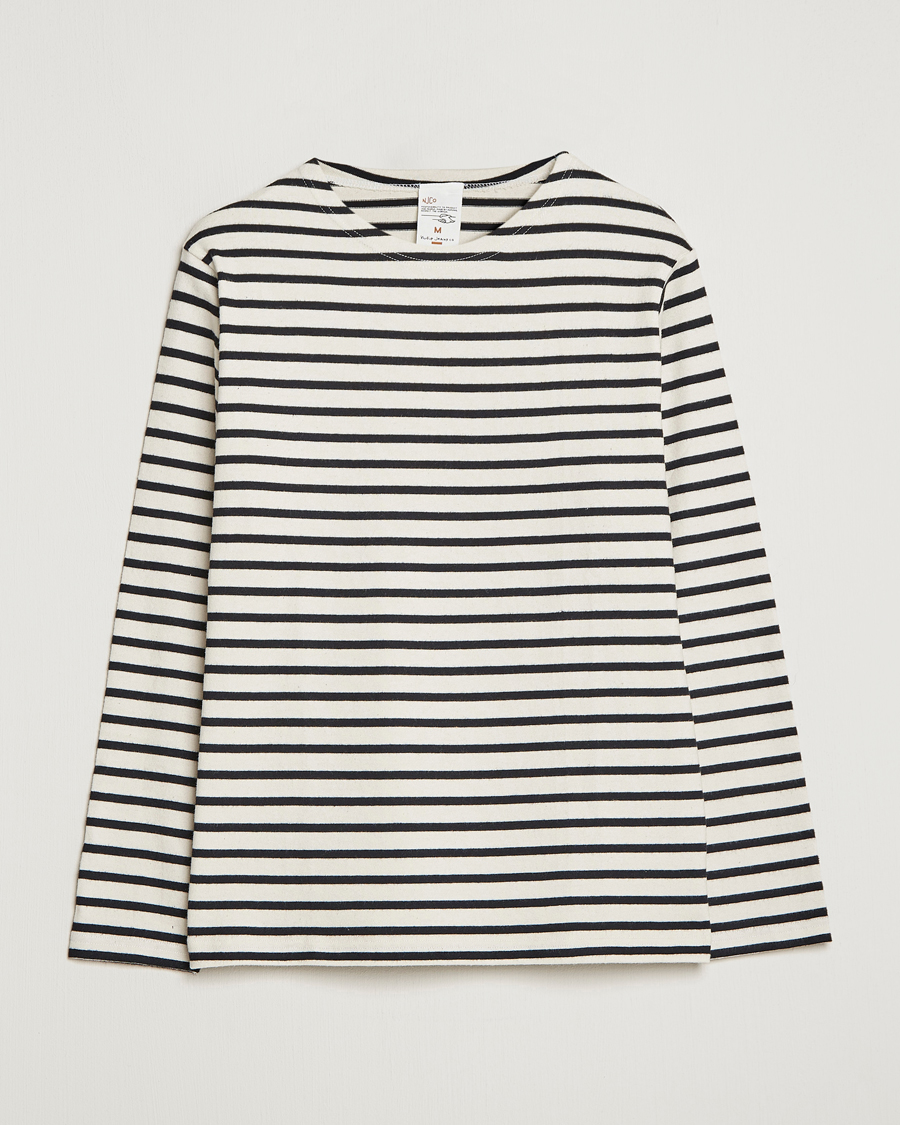 Homme | T-shirts | Nudie Jeans | Charles Sailor Striped Crew Neck Off White/Black