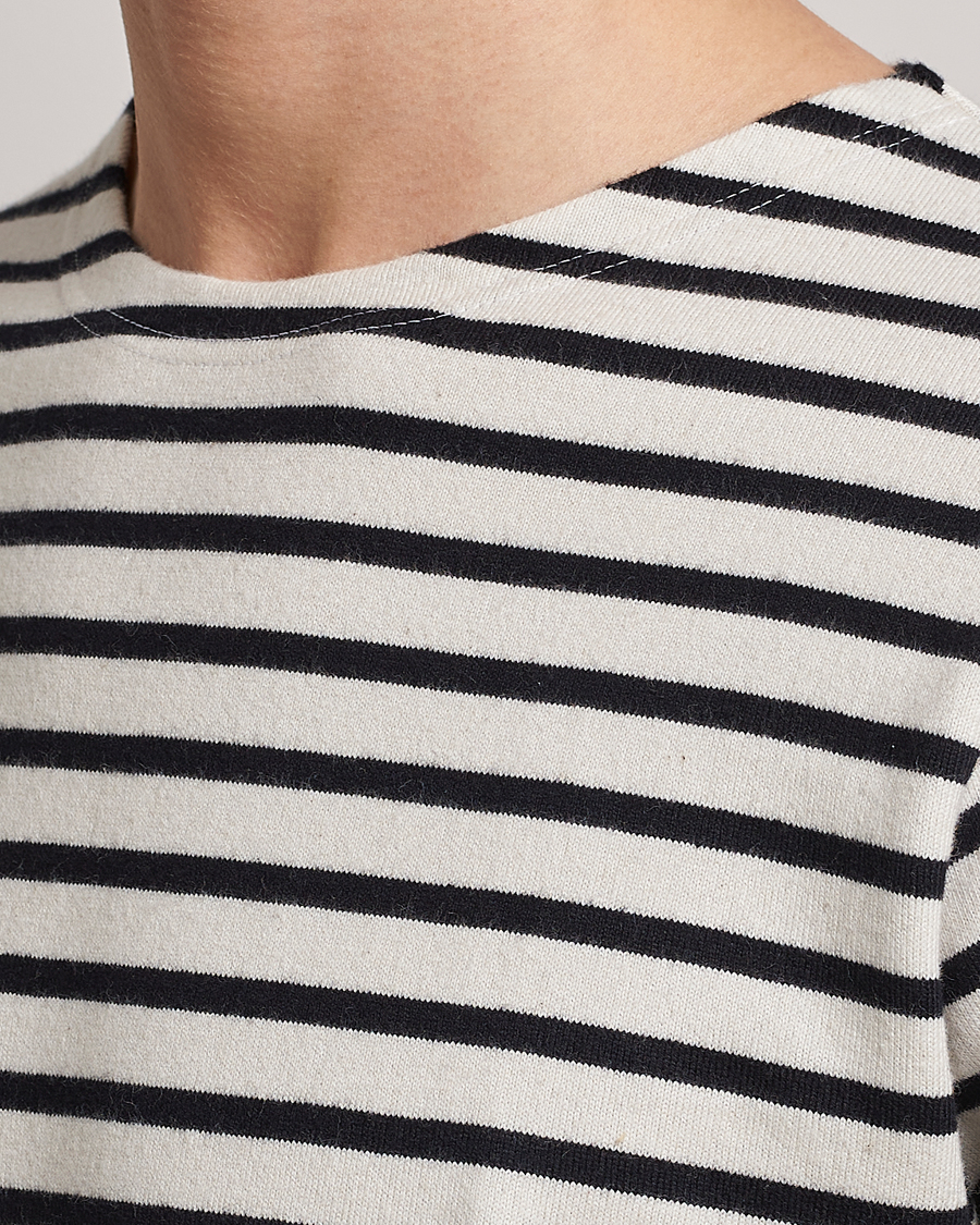 Homme | T-shirts | Nudie Jeans | Charles Sailor Striped Crew Neck Off White/Black
