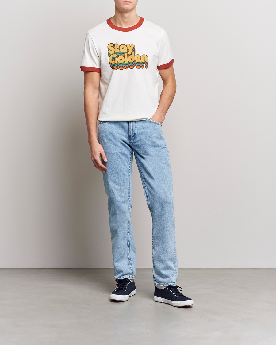 Homme | T-shirts | Nudie Jeans | Ricky Logo Crew Neck T-Shirt Chalk White