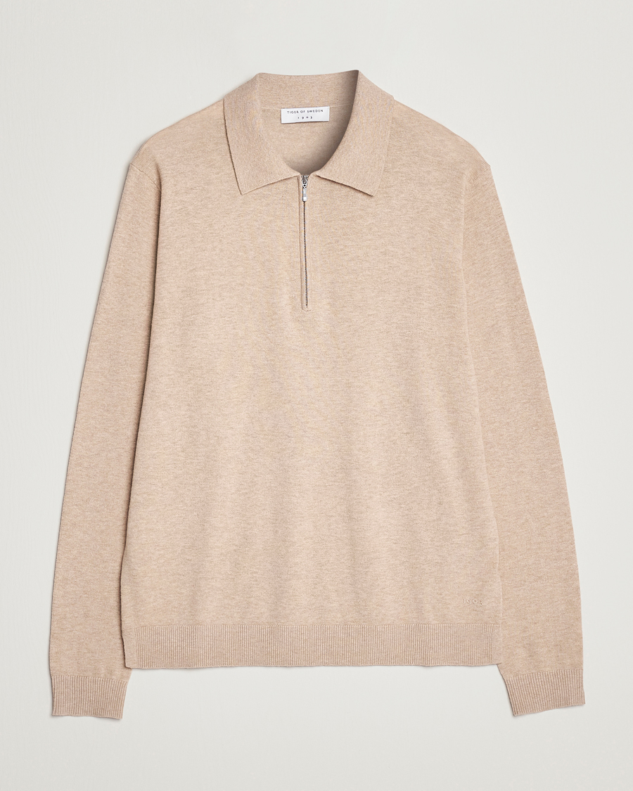 Homme | Pulls Et Tricots | Tiger of Sweden | Orbit Merino Wool Half Zip Beige Melange