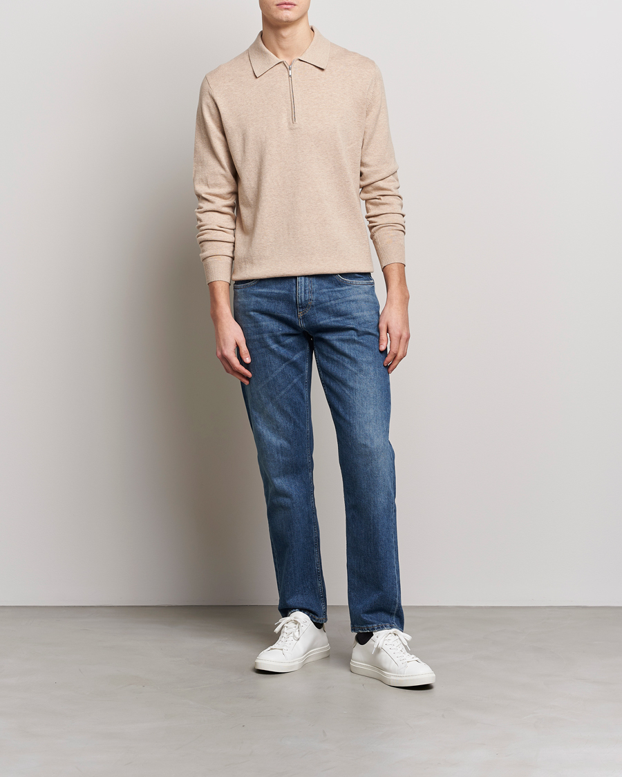 Homme | Pulls Et Tricots | Tiger of Sweden | Orbit Merino Wool Half Zip Beige Melange