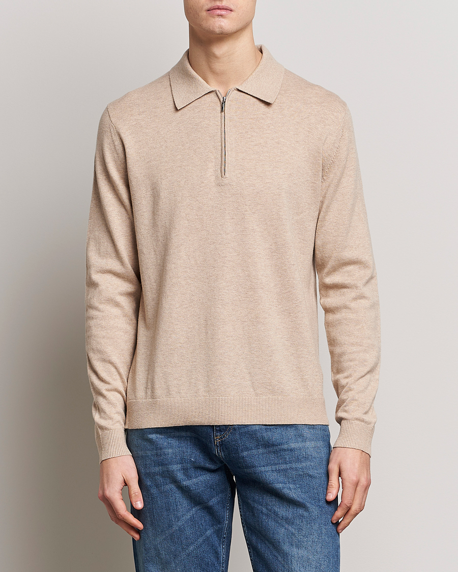 Homme | Pulls Et Tricots | Tiger of Sweden | Orbit Merino Wool Half Zip Beige Melange