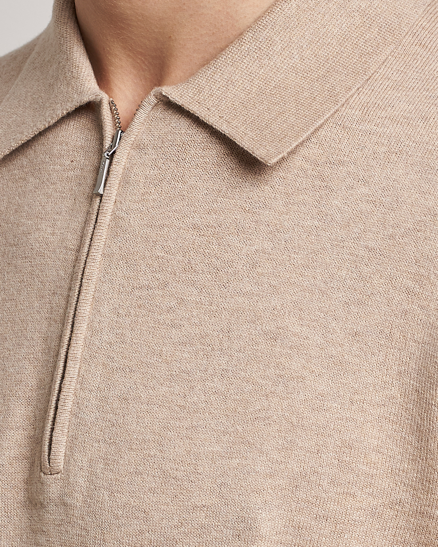 Homme | Pulls Et Tricots | Tiger of Sweden | Orbit Merino Wool Half Zip Beige Melange