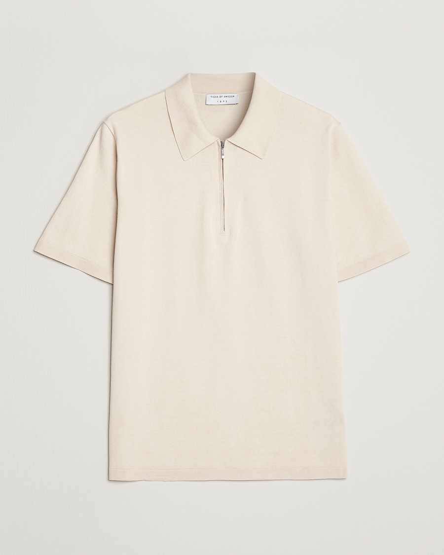 Homme | Polos | Tiger of Sweden | Orbit Cotton Half Zip Light Ivory