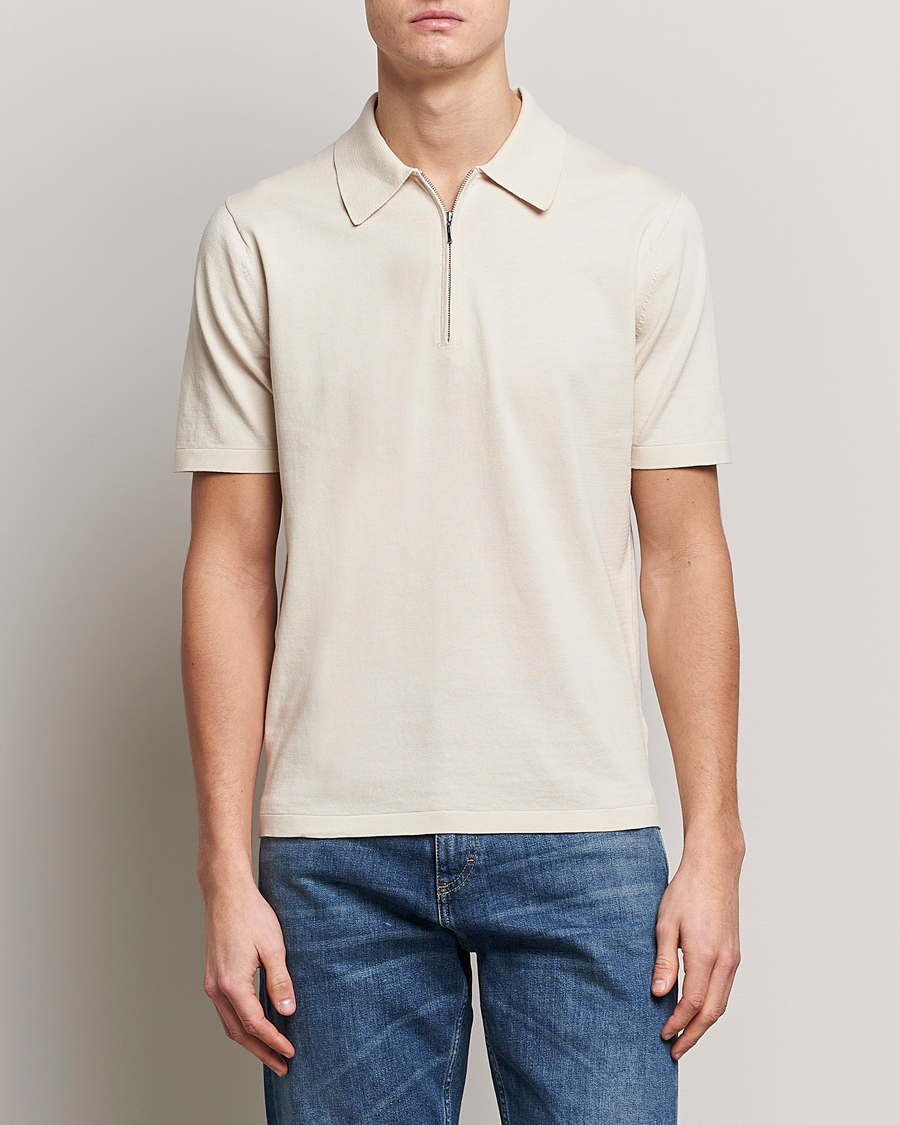 Homme | Polos | Tiger of Sweden | Orbit Cotton Half Zip Light Ivory
