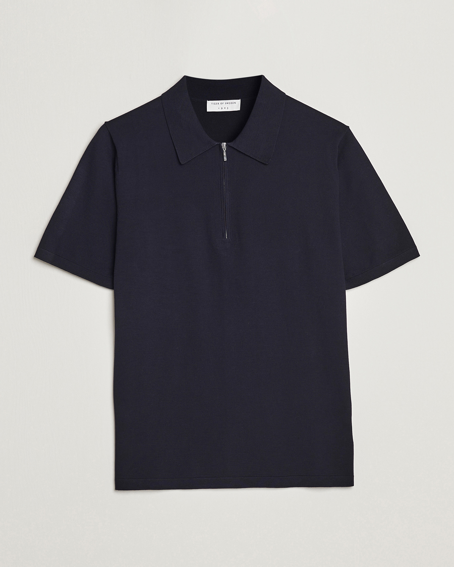 Homme | Polos | Tiger of Sweden | Orbit Cotton Half Zip Light Ink
