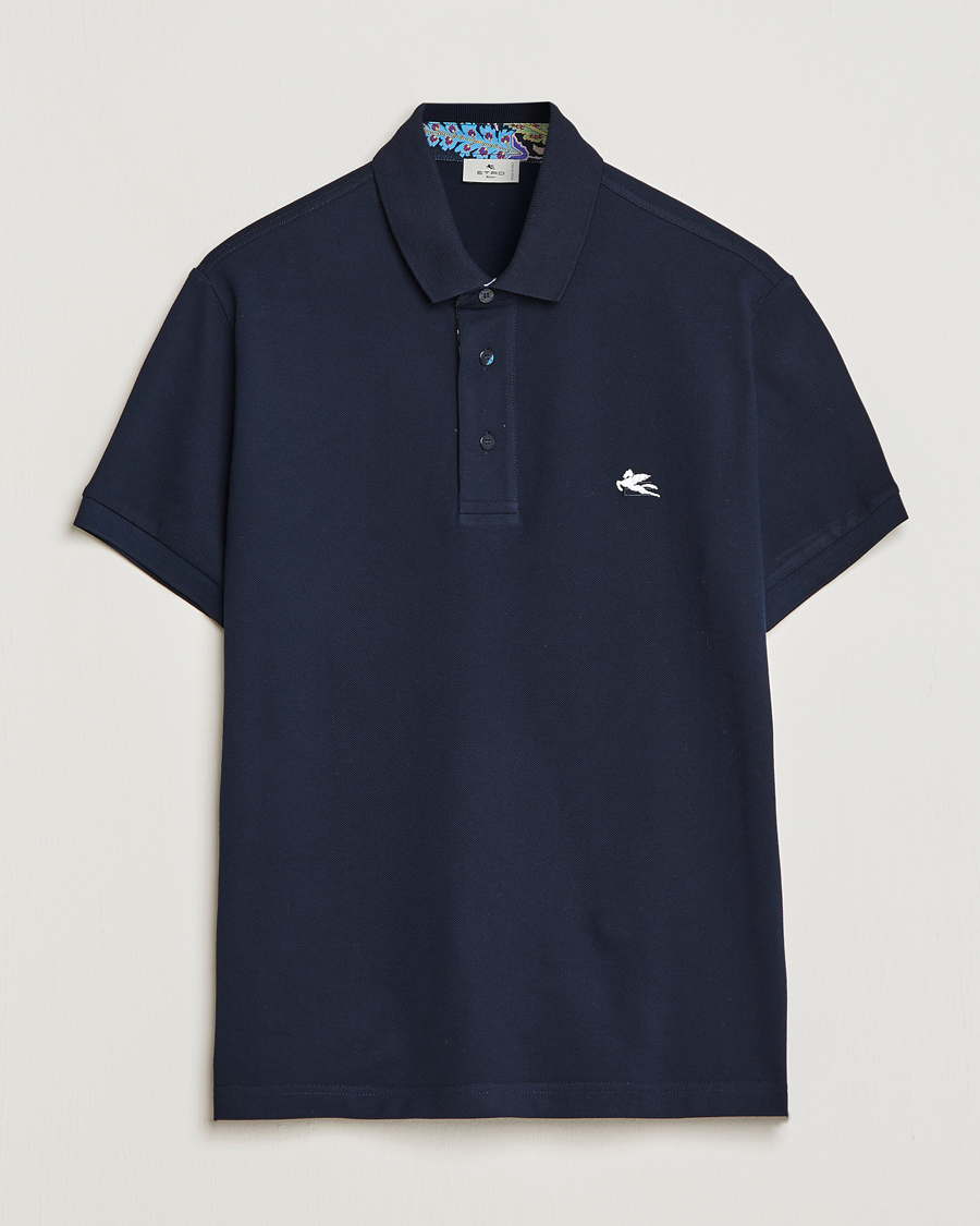 Homme | Polos | Etro | Short Sleeve Contrast Paisley Polo Navy