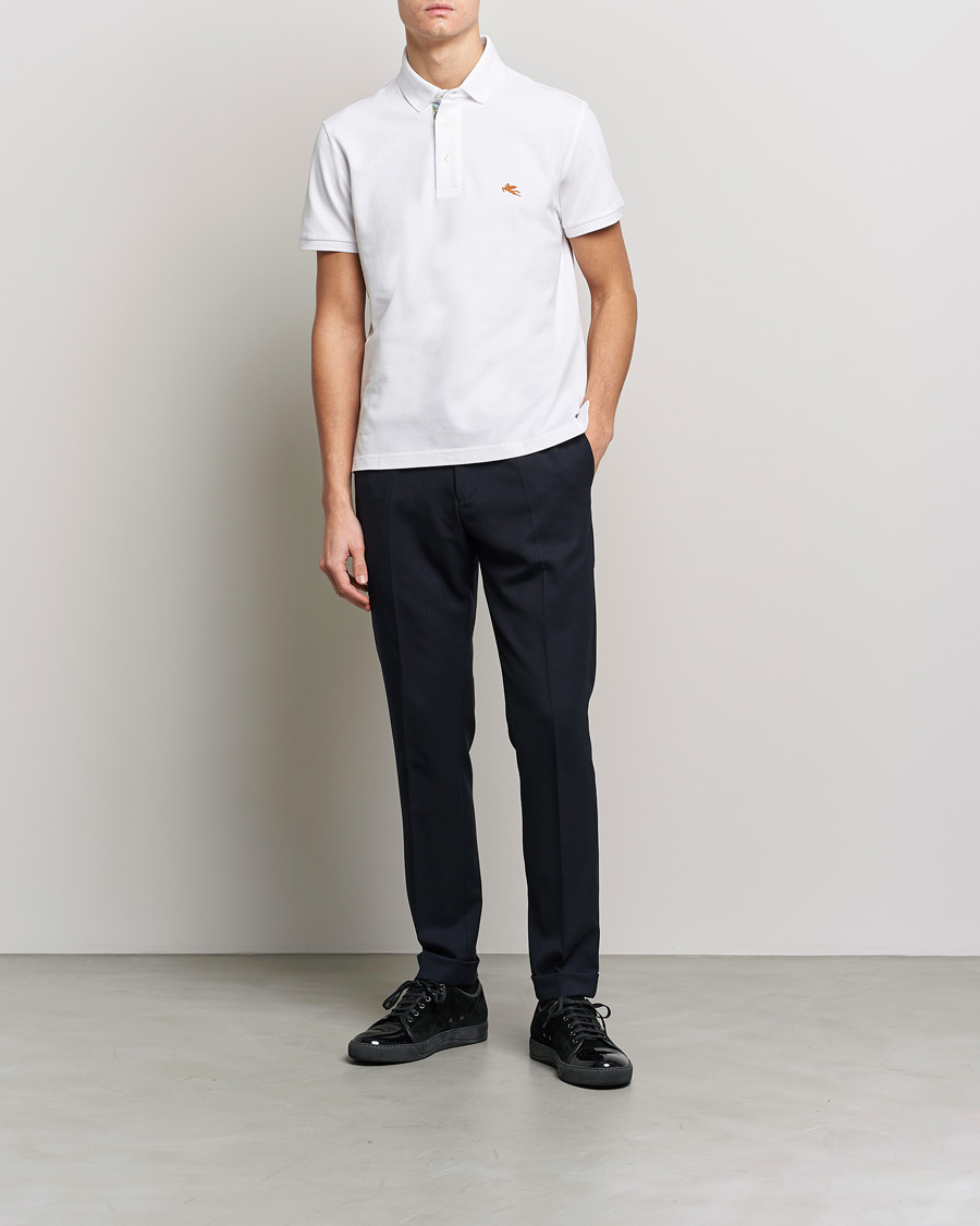 Homme | Polos | Etro | Short Sleeve Contrast Paisley Polo White